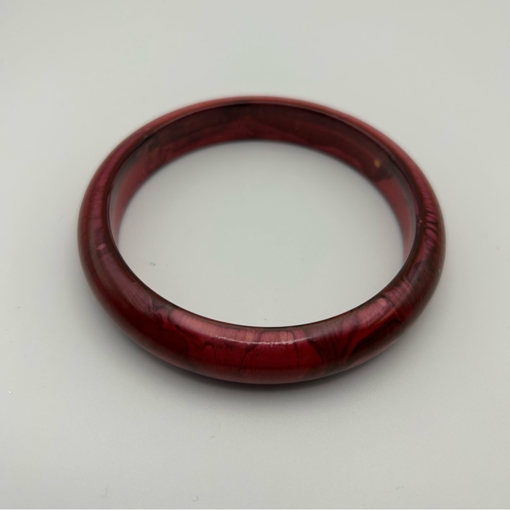 Vintage Magenta Red Purple Pink Wood Painted Classic Slim Bangle - Picture 11 of 13